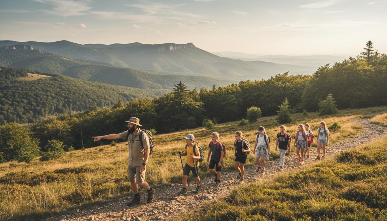 Kids hiking